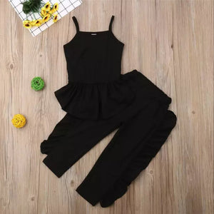Black Top with Ruffle Bottoms